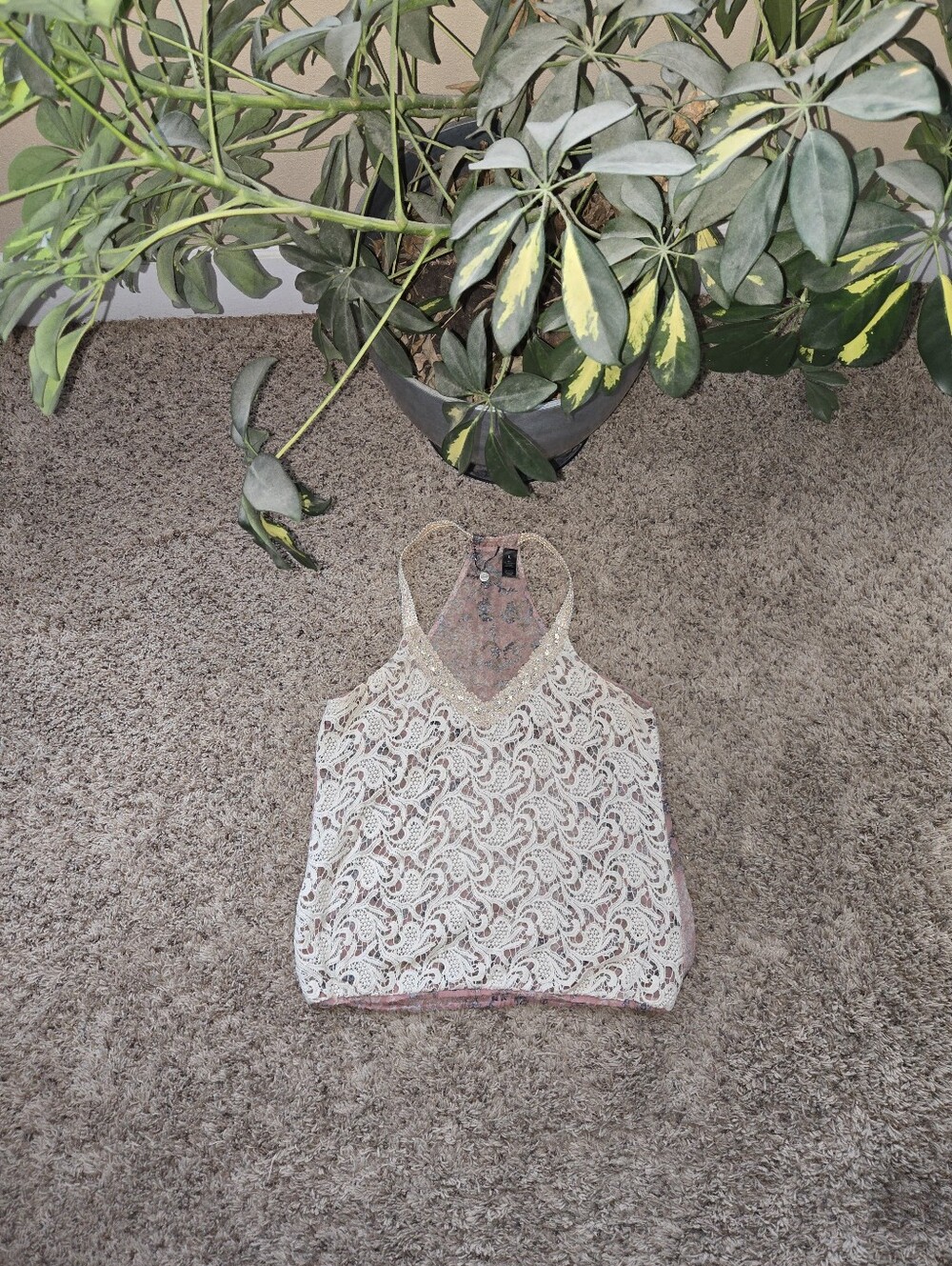 BKE Botique Silk And Crochet Tank